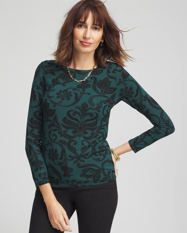 Touch of Cool Floral Scroll Layering Tee - image 1